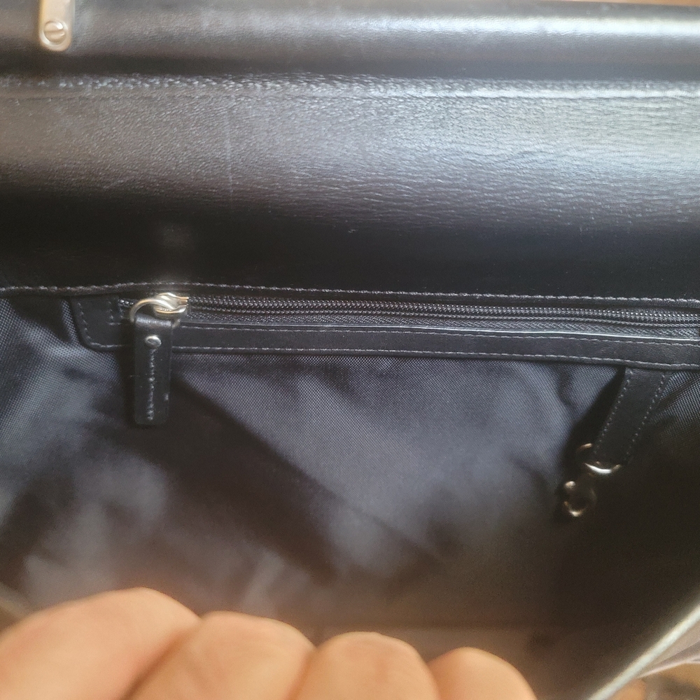 COACH Unisex Black Leather Satchel Briefcase Classic Look - Picture 5 of 9